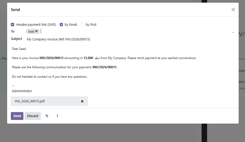 Sending a payment link by SMS