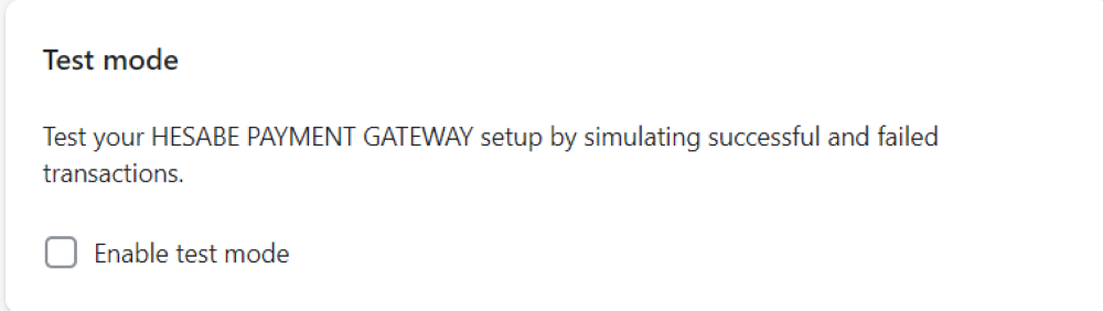 Test Mode Configuration