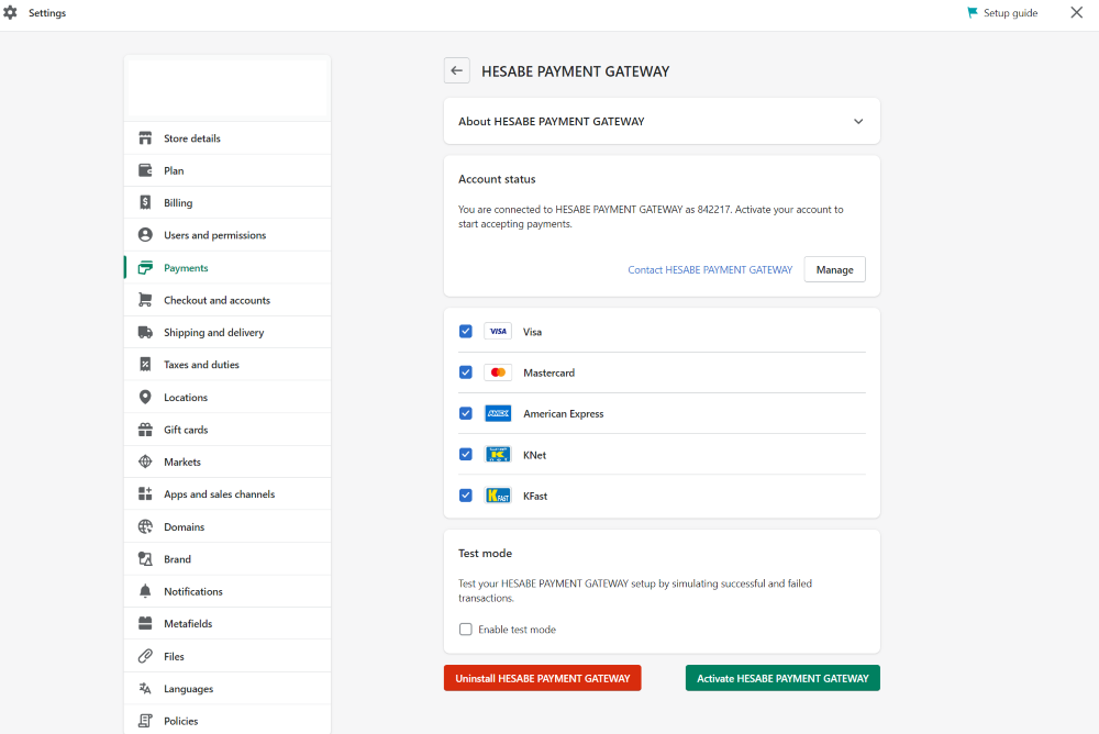 Payment Options Configuration